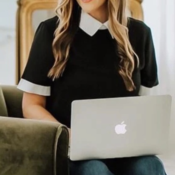 BellanBlue Tops - 039 Classic Black Collar Top Work Office Minimalist
